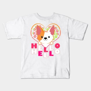 Cute Dog Corgi with Heart - Hello Hello Kids T-Shirt